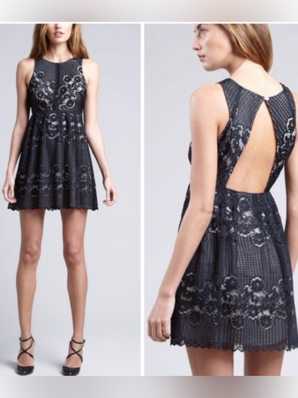 Free People Rocco Open Back Lace Slip Dress, Size 4